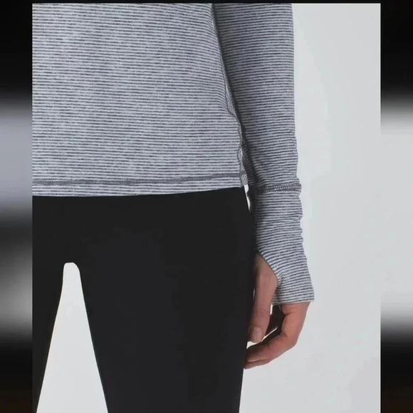Lululemon Warm Your Core Long Sleeve TeeTonka Stripe Heathered Slate White - Picture 6 of 10